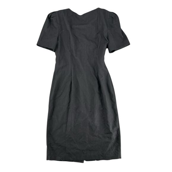 Vintage 90s Black Midi Dress Color Button Mod Minimalist Art Teacher - Picture 2 of 5